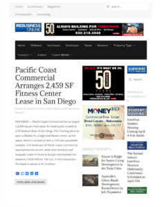Fa 03.08.2018 Rebusinessonline Pacific Coast Commercial Arranges 2,459 Sf Fitness Center Lease In San Diego