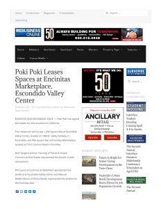 Fa 07.07.2017 Rebusinessonline Poki Poki Leases Spaces At Encinitas Marketplace, Escondido Valley Center