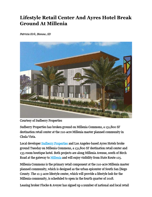 Fa 08.17.2017 Bisnow Lifestyle Retail Center And Ayres Hotel Break Ground At Millenia