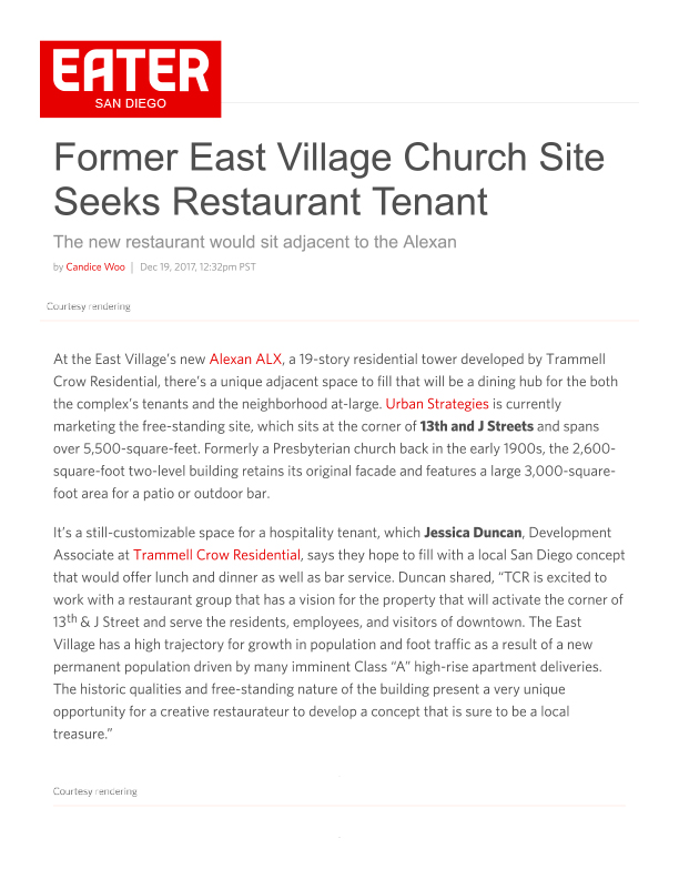 Fa 12.19.2017 Eater Sd Former East Village Church Site Seeks Restaurant Tenant