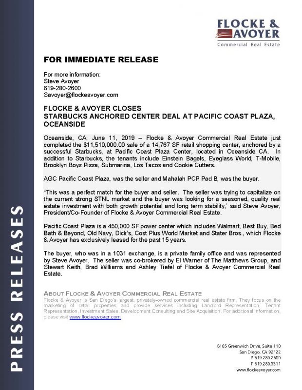 Starbucks Pacif Coast Plaza Press Release