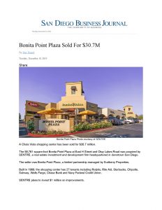 Bonita Point Plaza Sold For Page 1